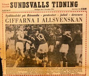 Förstasidan i ST efter GIF:s allsvenska avancemang 1964.