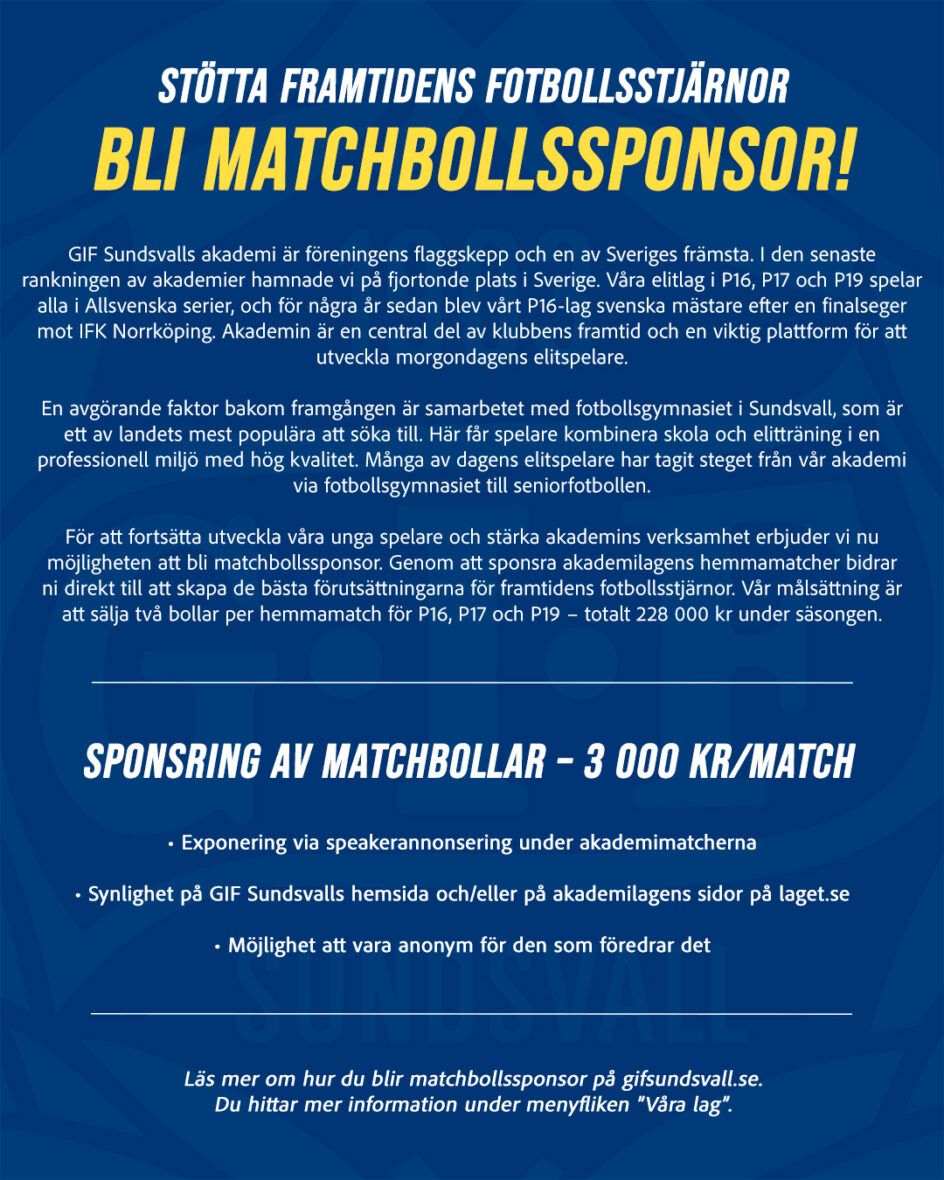 Stötta framtidens fotbollsstjärnor – bli matchbollssponsor!