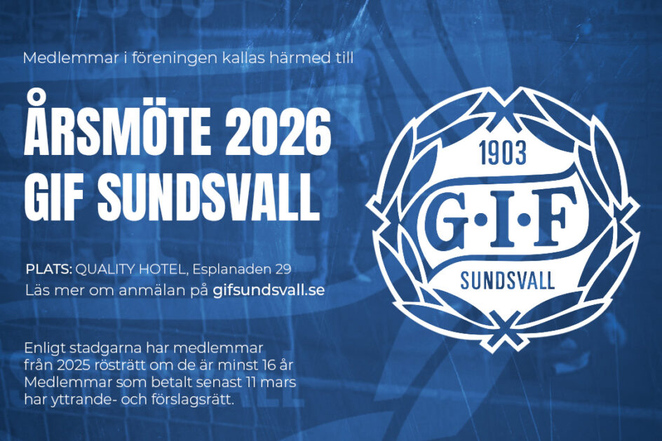 Kallelse till GIF Sundsvalls årsmöte 2026
