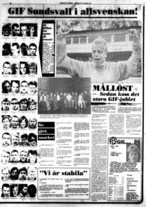 Sida ur Sundsvalls tidning 29/9 1986 om Giffarnas avancemang till Allsvenskan